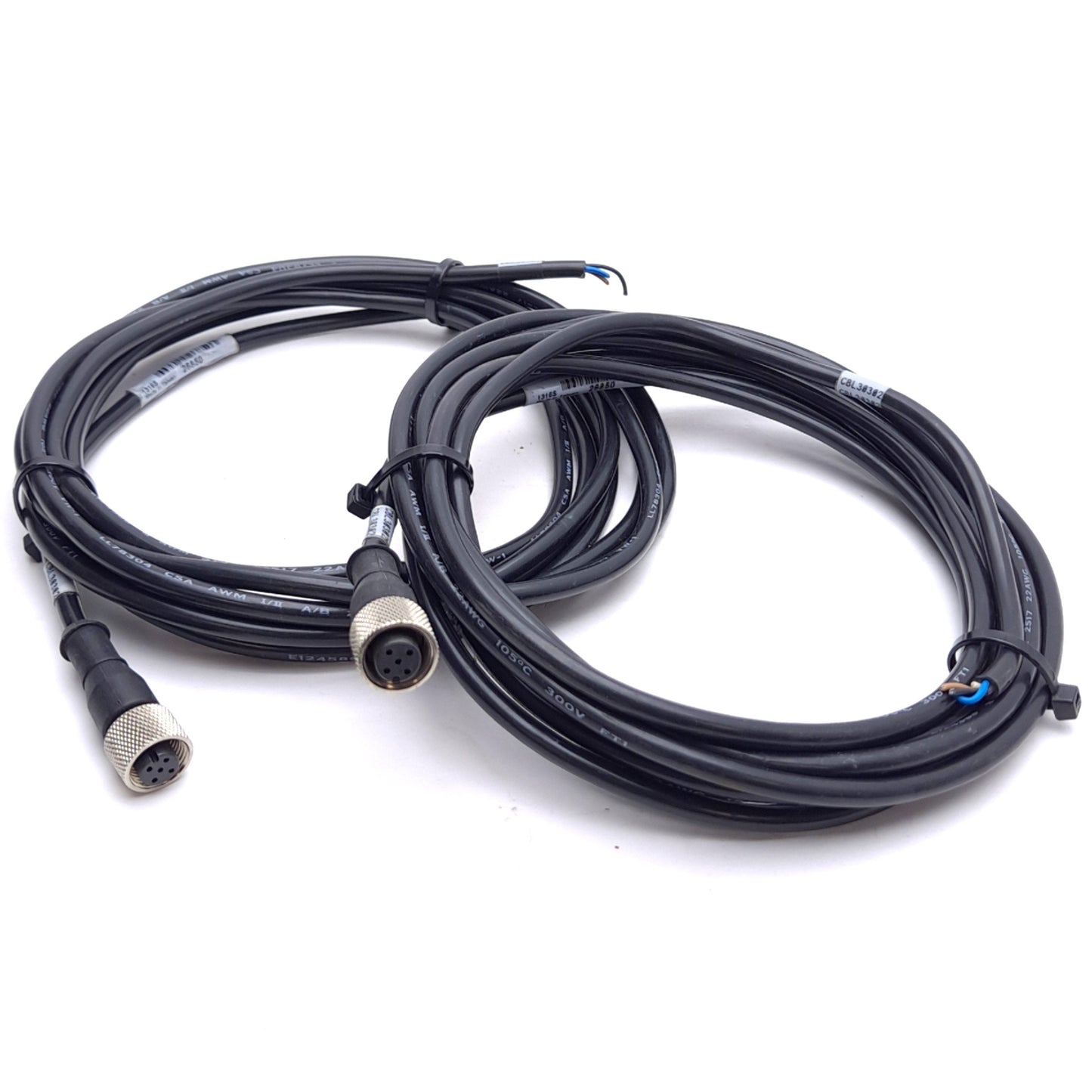 Used Lot of 2 Banner MQDC-415 Cordset Cable, M12 4-Pin Female to Flying Leads, 10ft