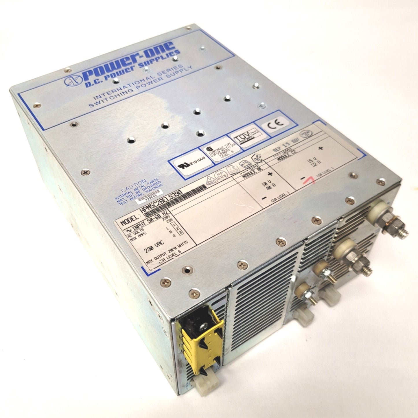 Used Power One HPM5C2BELS390 Modular Power Supply 2000W 10VDC 40A, 15VDC 52A, 230VAC