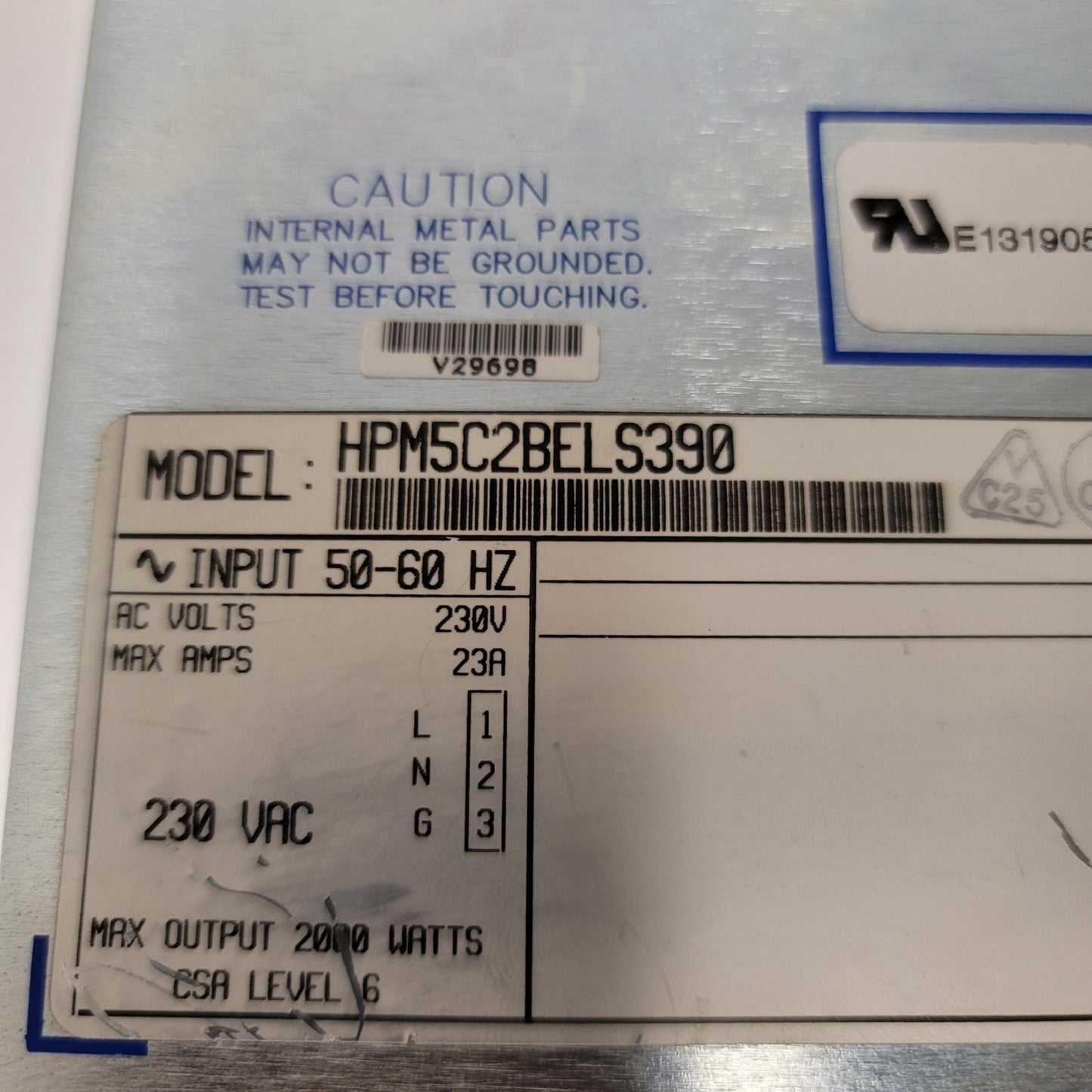 Used Power One HPM5C2BELS390 Modular Power Supply 2000W 10VDC 40A, 15VDC 52A, 230VAC