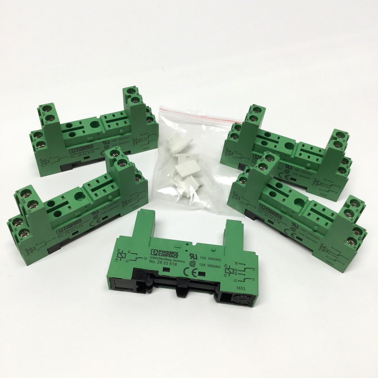 New – Open box Lot of 5 Phoenix Contact PR1-BSC2/2X21 2833518 Relay Base Sockets, 300V 12A