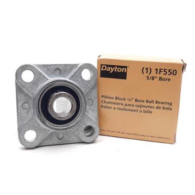 New Dayton 1F550 Ball Bearing Pillow Block, ø5/8in Bore, 5000RPM, 3in x 3in, 1075lbf