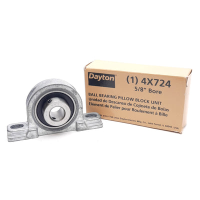 New Dayton 4X724 Pillow Block Bearing ø5/8in Bore 5000RPM 1479lbf Radial Load