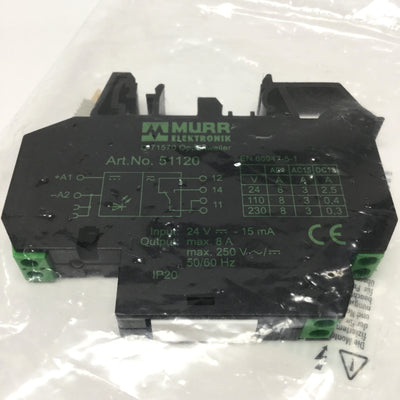 New Murr Elektronik 51120 Interface Output Relay, SPDT, 24VDC In, 8A 250V AC/DC Out