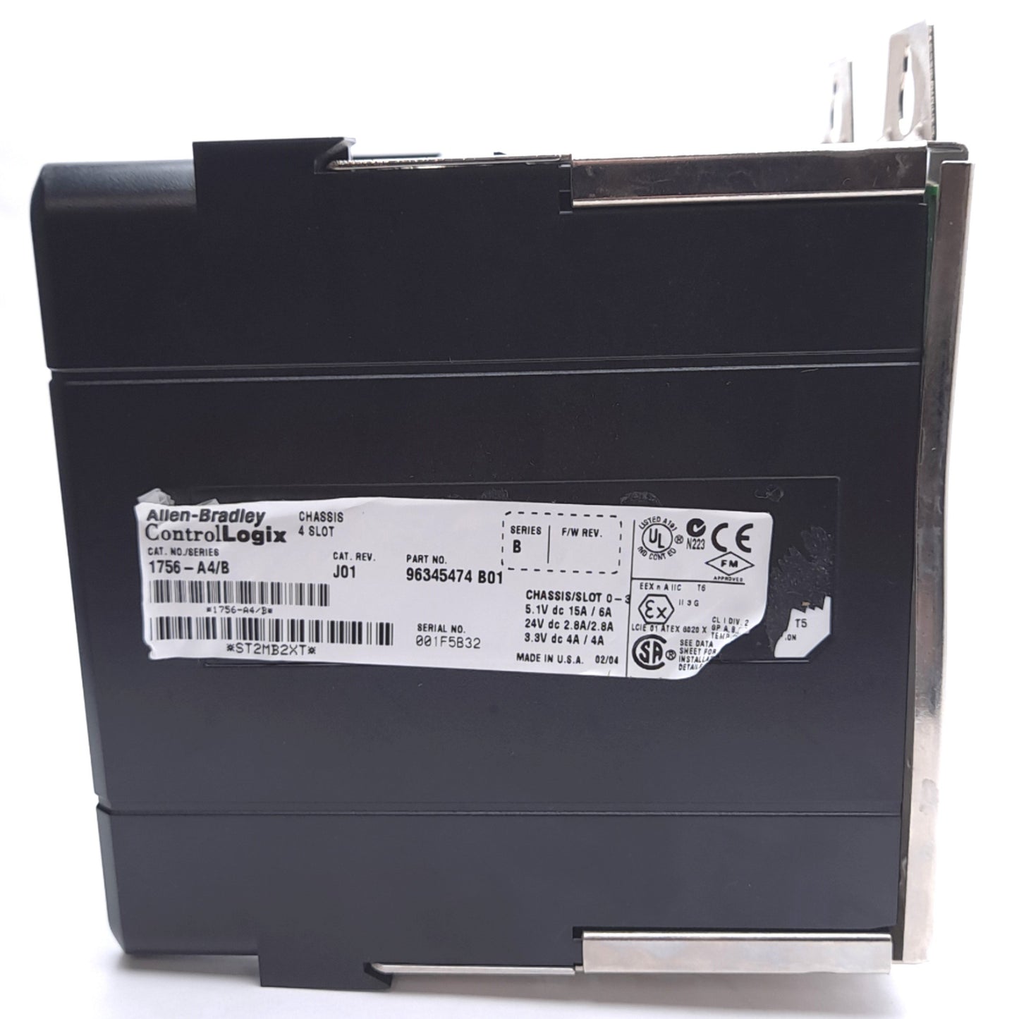 Used Allen Bradley 1756-A4/B ControlLogix 4-Slot PLC Rack Chassis Mount Base