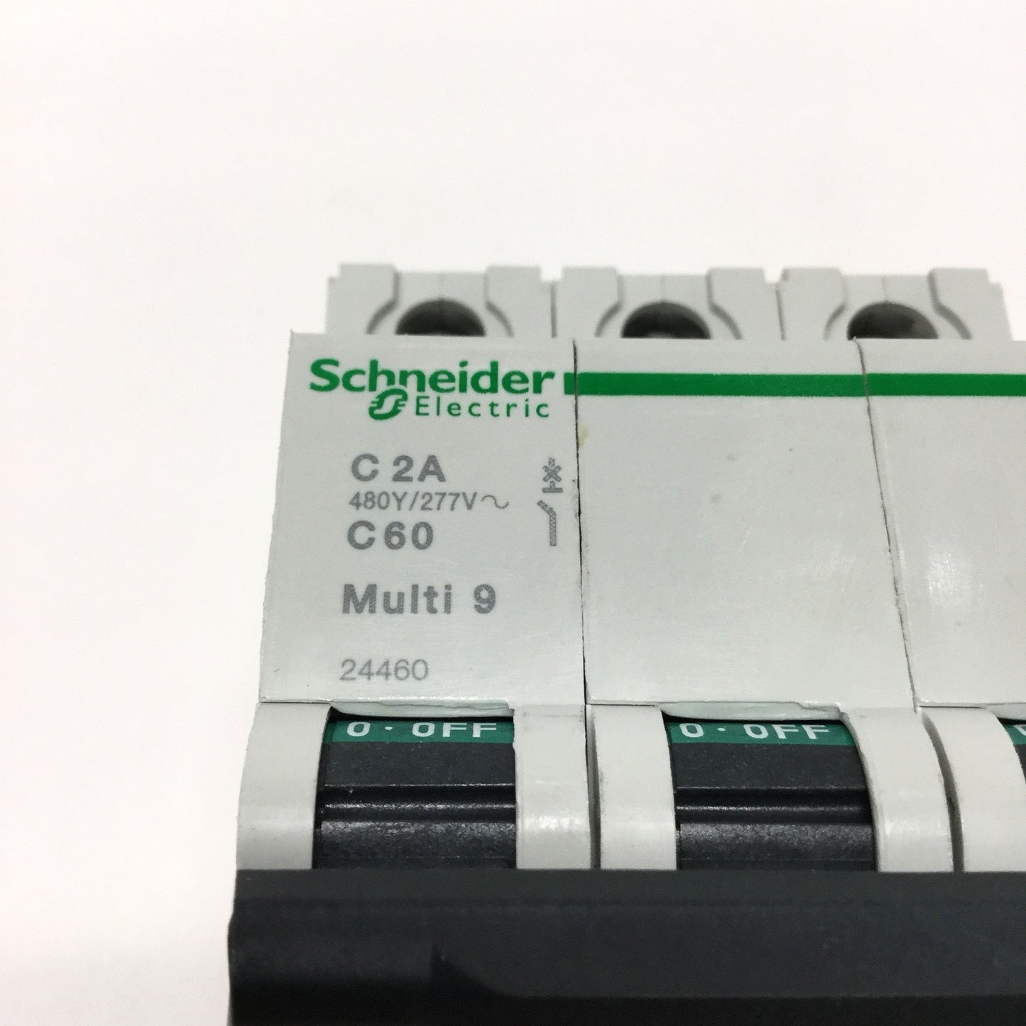 New – Open box Schneider 24460 MULTI 9 C60 Circuit Breaker, 3-Pole, 2A C-Curve, 440VAC