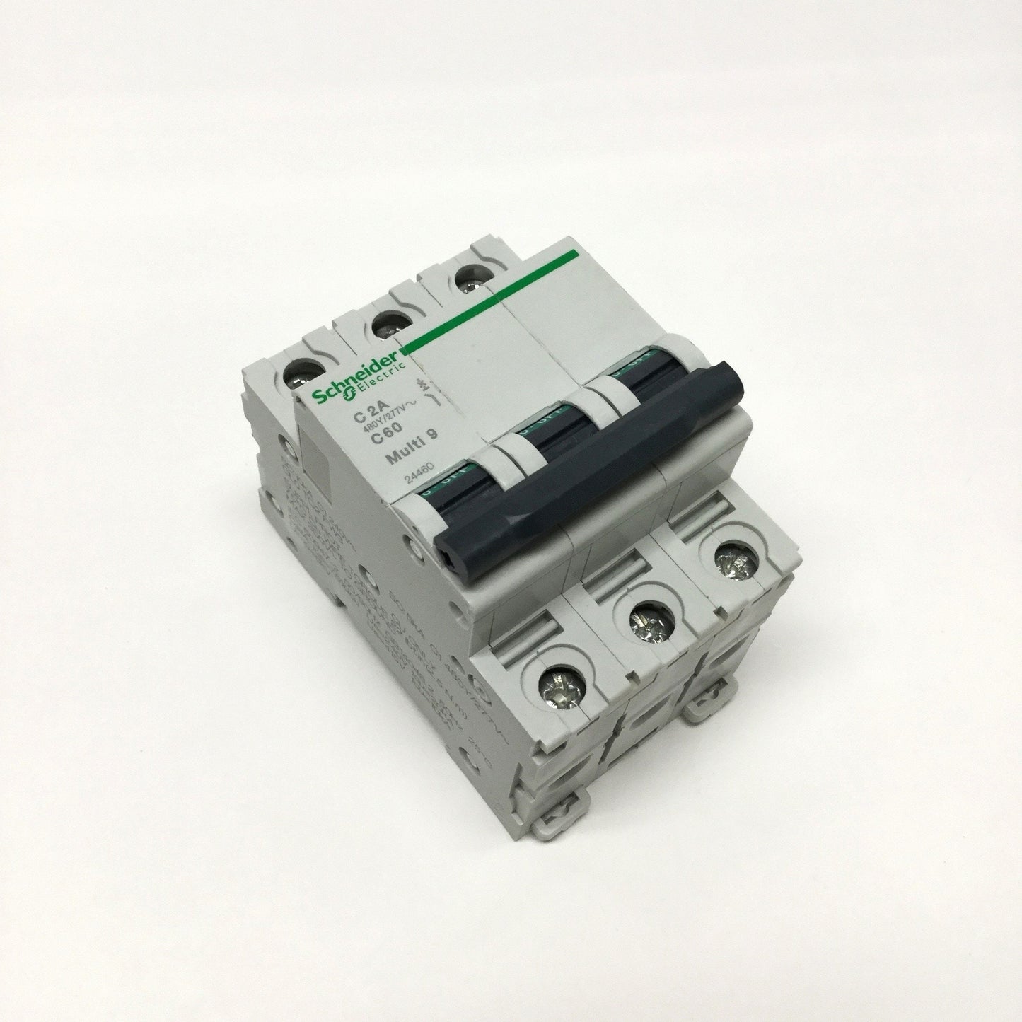 New – Open box Schneider 24460 MULTI 9 C60 Circuit Breaker, 3-Pole, 2A C-Curve, 440VAC