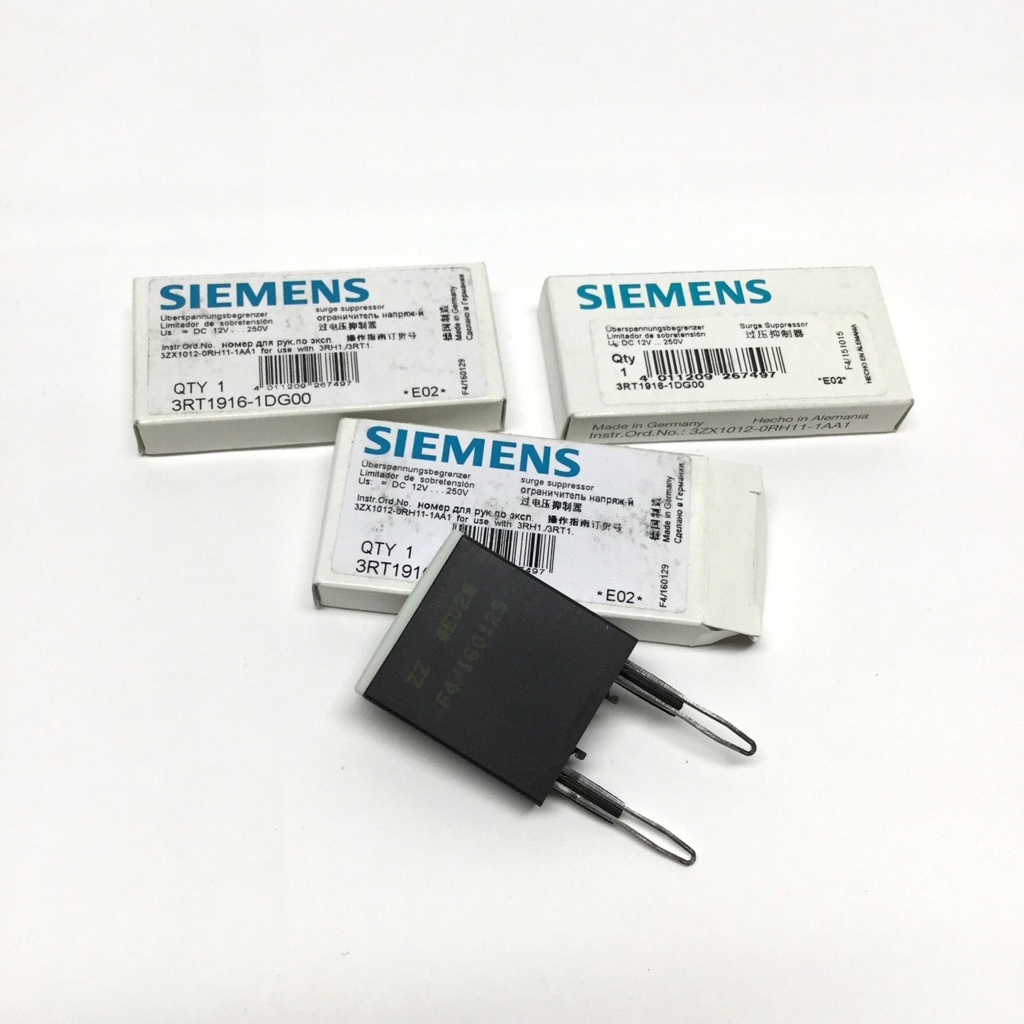 New Lot of 3 Siemens 3RT1916-1DG00 S00 Contactor Surge Suppressor Diodes 12-250VDC