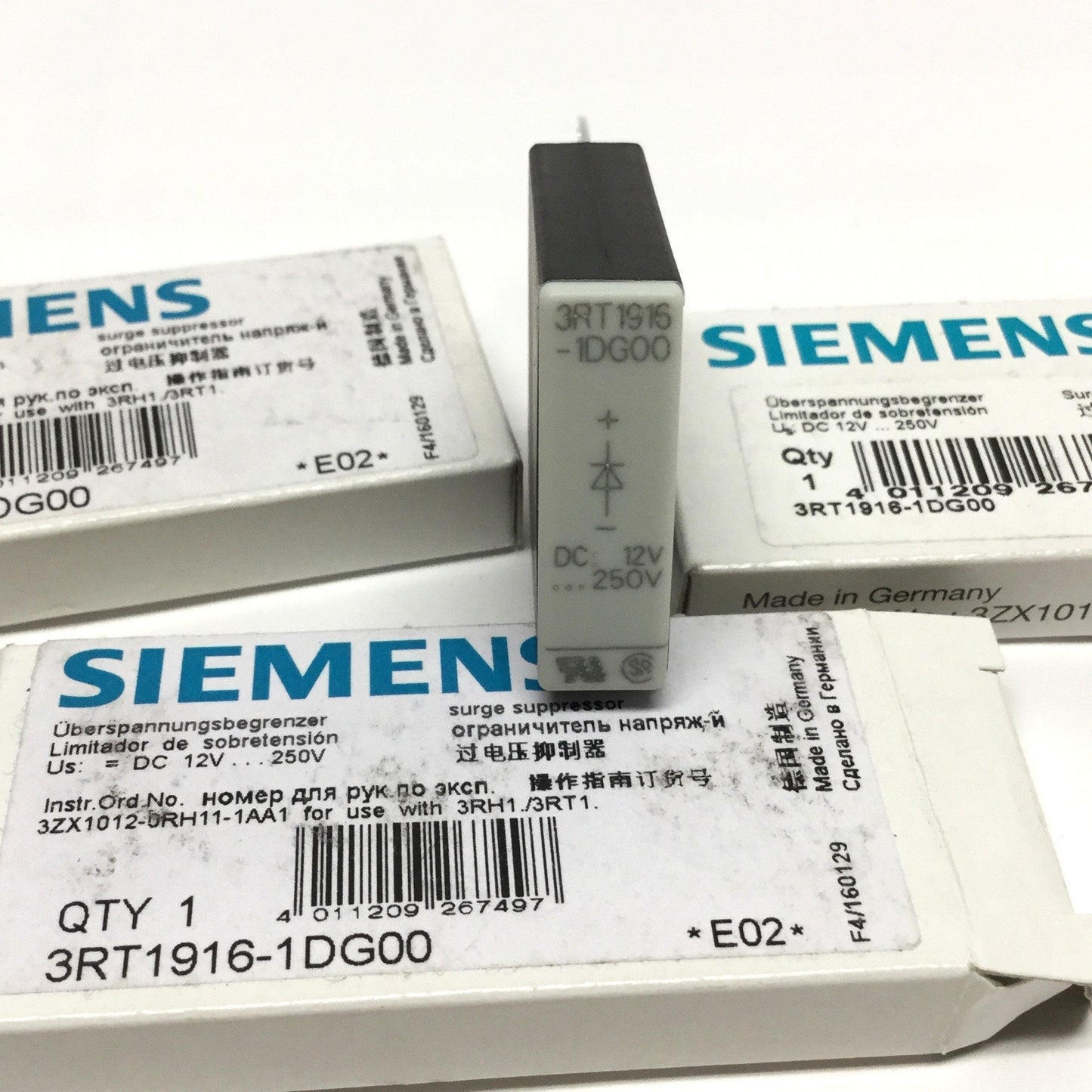 New Lot of 3 Siemens 3RT1916-1DG00 S00 Contactor Surge Suppressor Diodes 12-250VDC