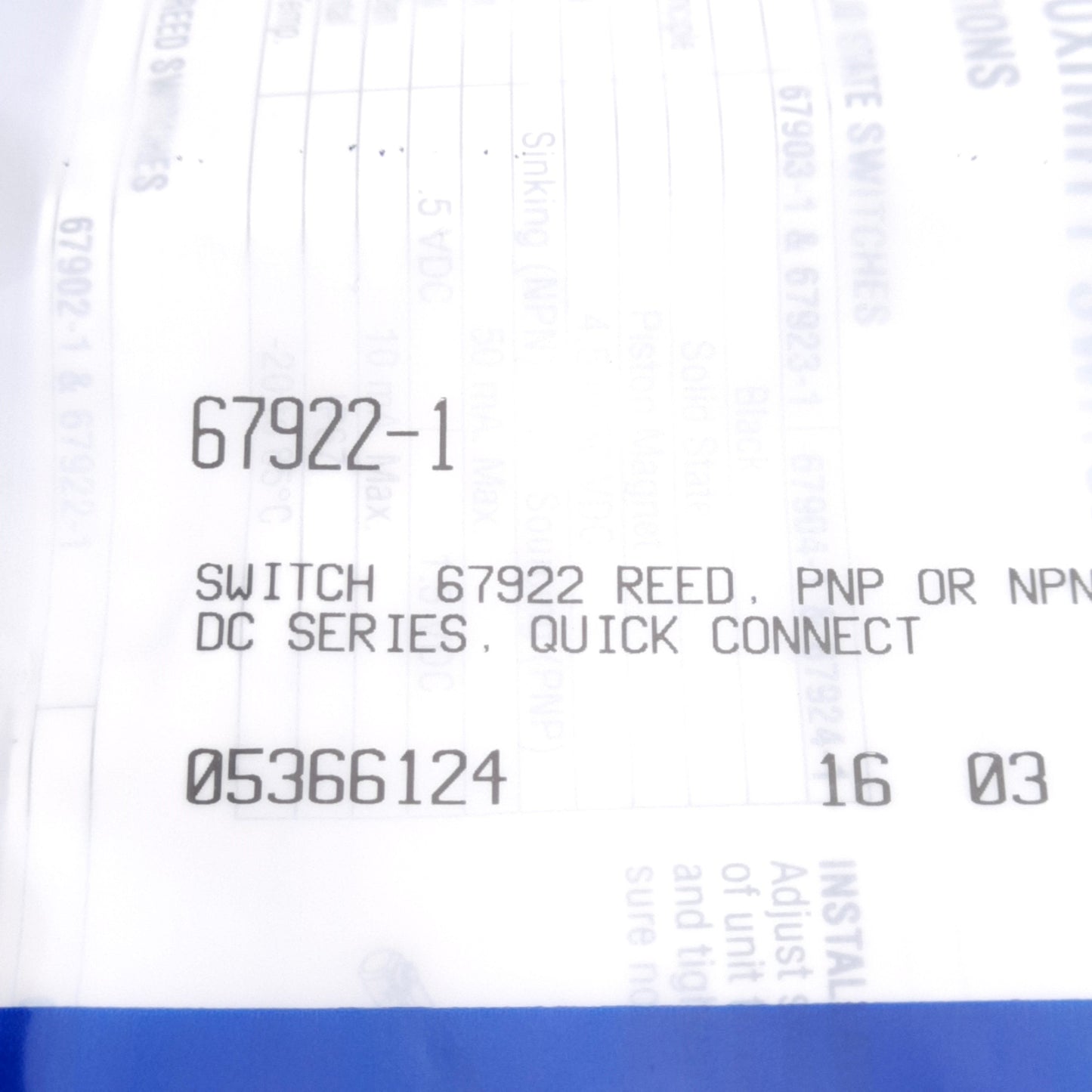 New Phd 67922-1 Reed Switch, 4.5-30VDC 50mA, PNP or NPN Output, Quick Connect 3-Pin