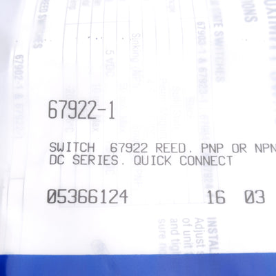 New Phd 67922-1 Reed Switch, 4.5-30VDC 50mA, PNP or NPN Output, Quick Connect 3-Pin