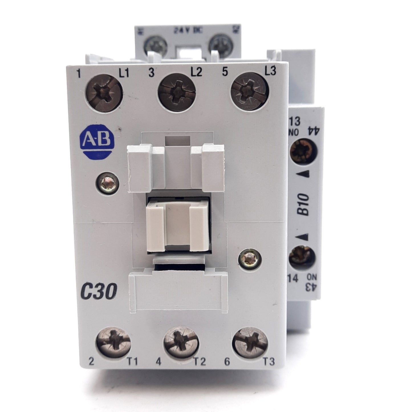 New Allen Bradley 100-C30ZJ10 Contactor, 3-Pole, N.O. Aux, 600VAC 30A, 24VDC Coil