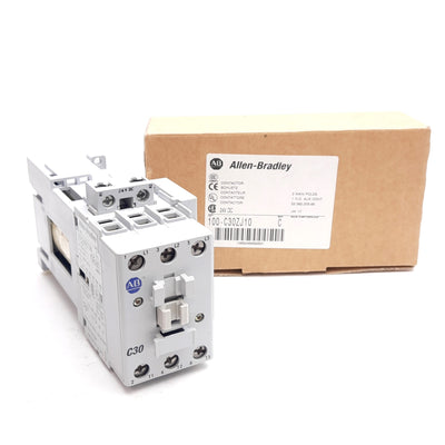 New Allen Bradley 100-C30ZJ10 Contactor, 3-Pole, N.O. Aux, 600VAC 30A, 24VDC Coil