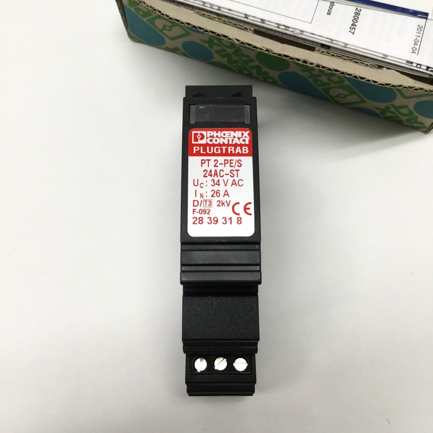 New Phoenix Contact PT2-PE/S 24AC-ST/FM Plugtrab Surge Protector w/Socket 24VAC, 26A