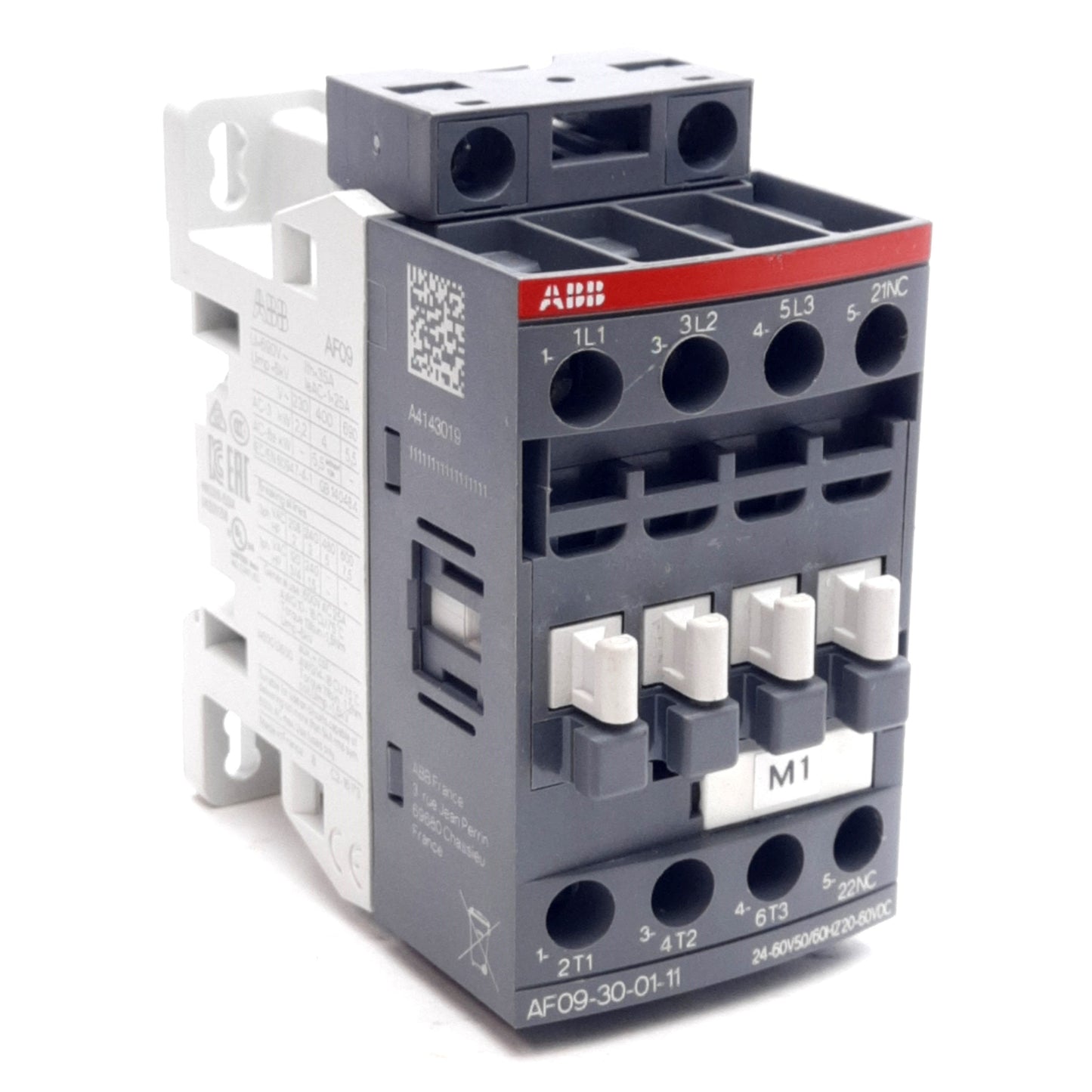 Used ABB AF09-30-01-11 Contactor, 3-Pole+N.C. Aux, 600VAC 25A, 24/20-60VAC/DC Control