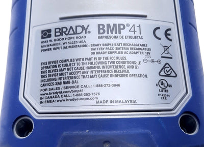 Used Brady BMP41 Handheld Industrial Label Printer Thermal Transfer 300 dpi, 1.3"/s