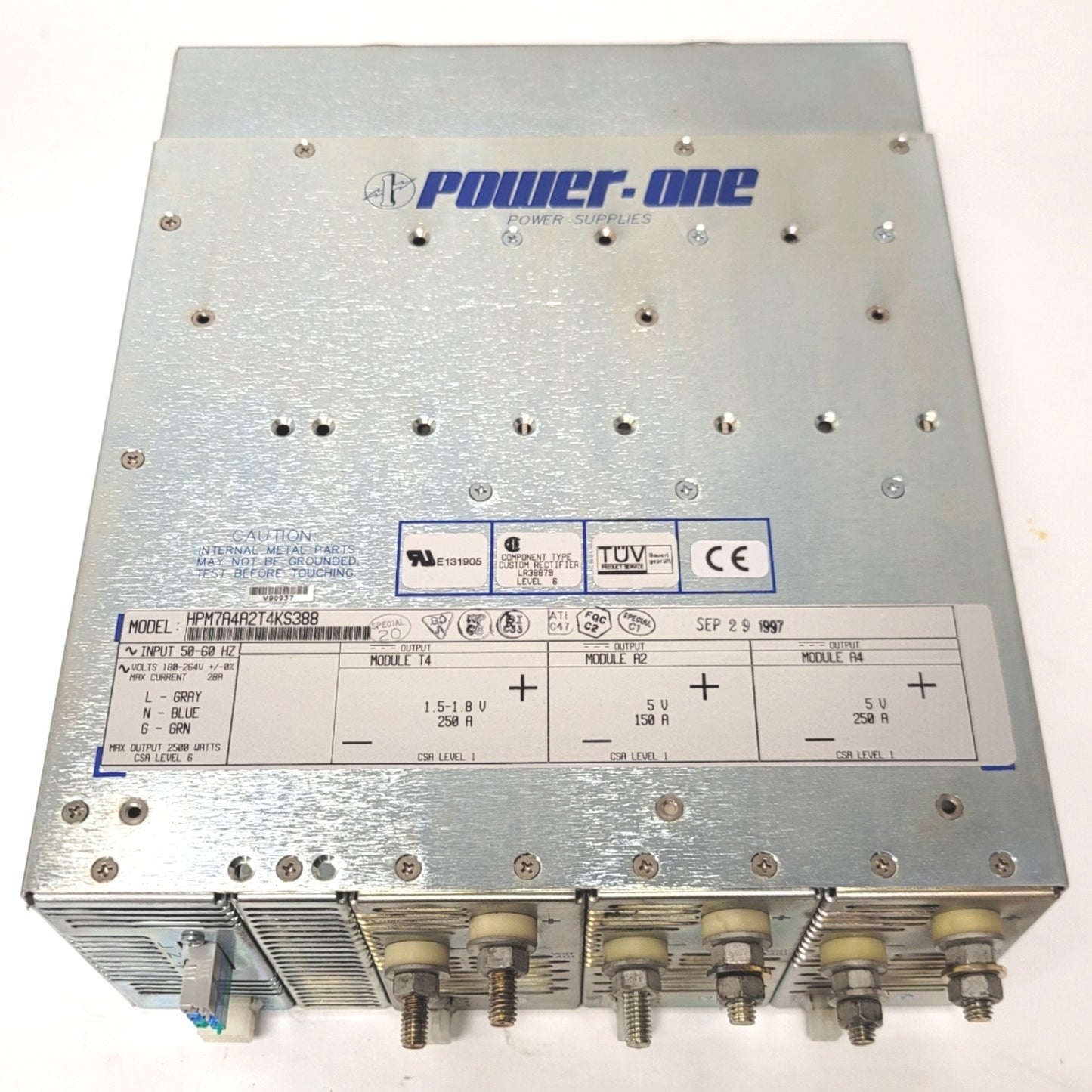 Used Power One HPM7A4A2T4KS388 Modular Power Supply 2500W 5V 250A, 5V 150A, 1.5V 250A