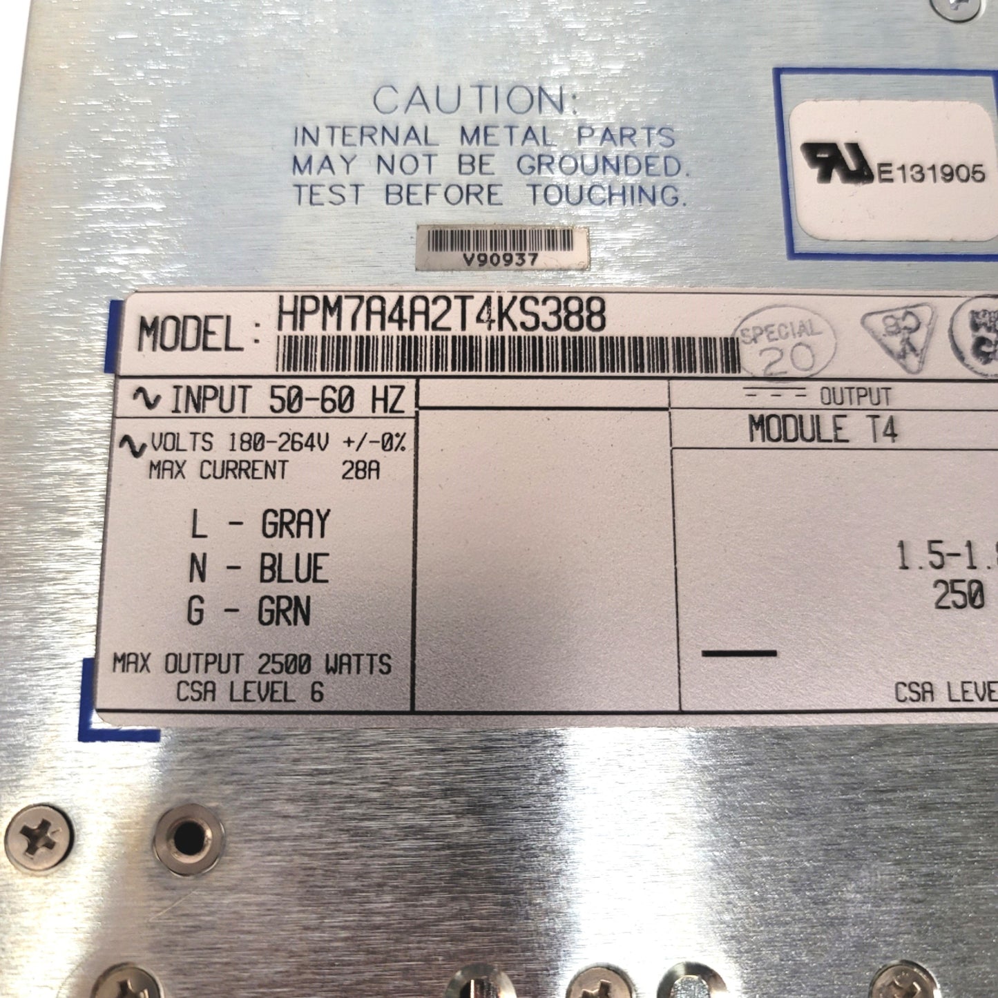 Used Power One HPM7A4A2T4KS388 Modular Power Supply 2500W 5V 250A, 5V 150A, 1.5V 250A