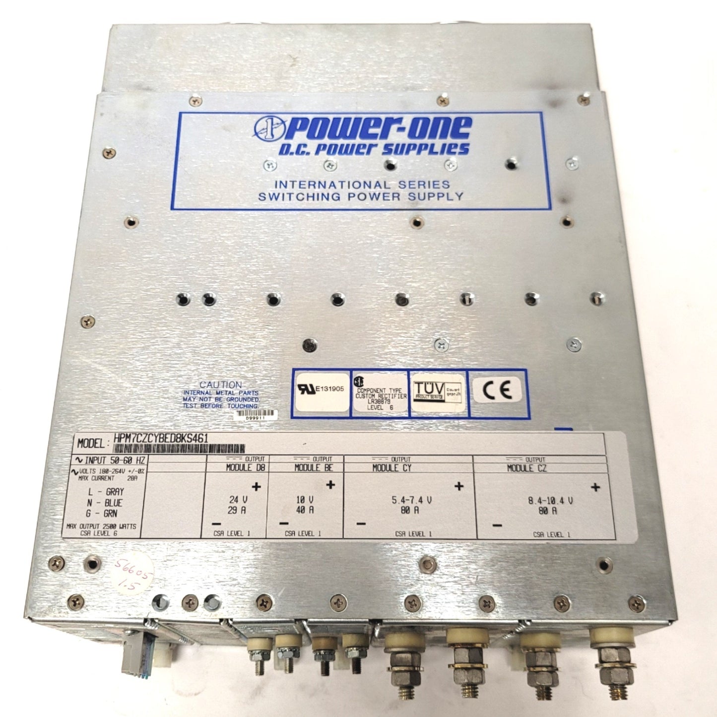 Used Power One HPM7CZCYBED8KS461 Power Supply 2500W, 5.4-7.4V, 8.4-10.4V, 10V, 24V