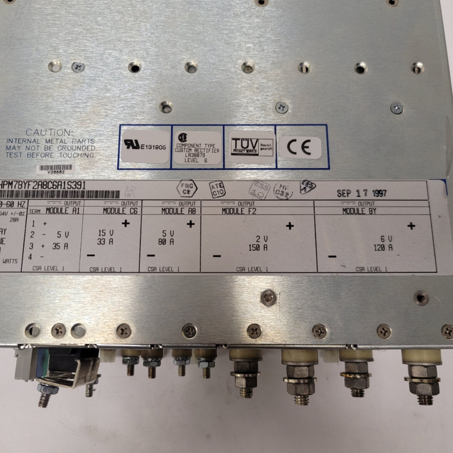 Used Power One HPM7BYF2A8C6A1S391 Modular Power Supply 2500W, 2VDC, 5VDC, 6VDC, 15VDC