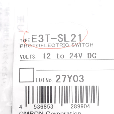 New Omron E3T-SL21 Photoelectric Sensor 12-24VDC, 5-30mm Range, Light-ON, NPN Output