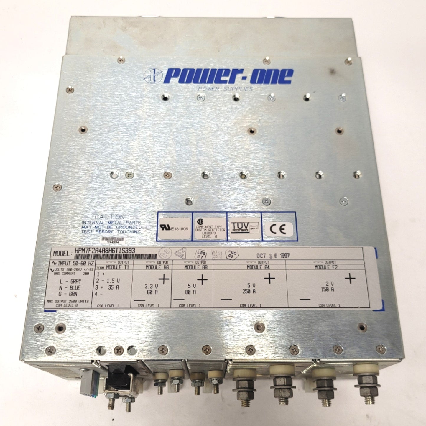 Used Power One HPM7F2A4A8H6T1S393 Modular Power Supply 2500W, 1.5V, 2V, 3.3V, 5V