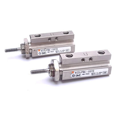 Used Lot of 2 SMC NCDJPB6-037D Pin Cylinder, ø1/4in Bore, 3/8in Stroke, 100psi Max