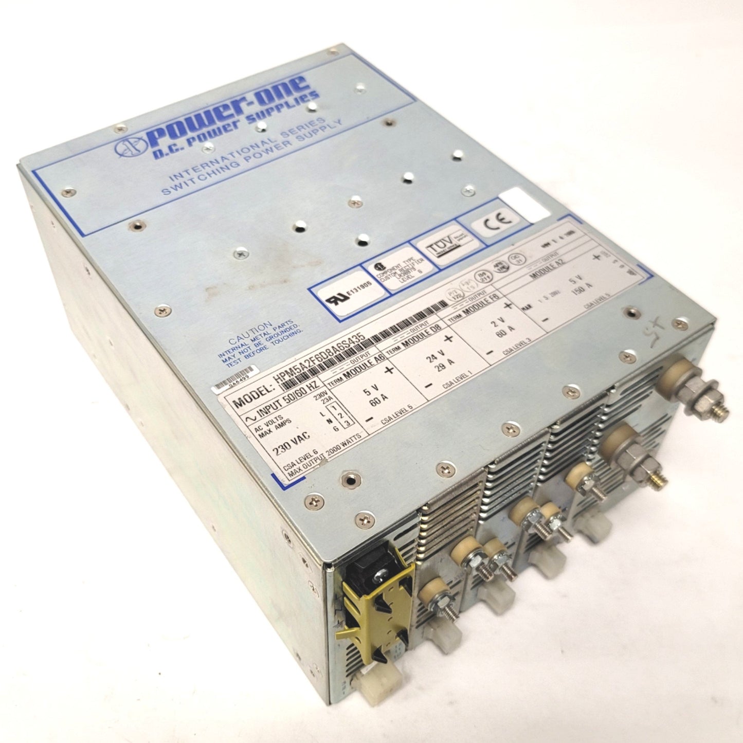 Used Power One HPM5A2F6D8A6S435 Modular Power Supply 2000W 2V 60A, 5V60/150A, 24V 29A