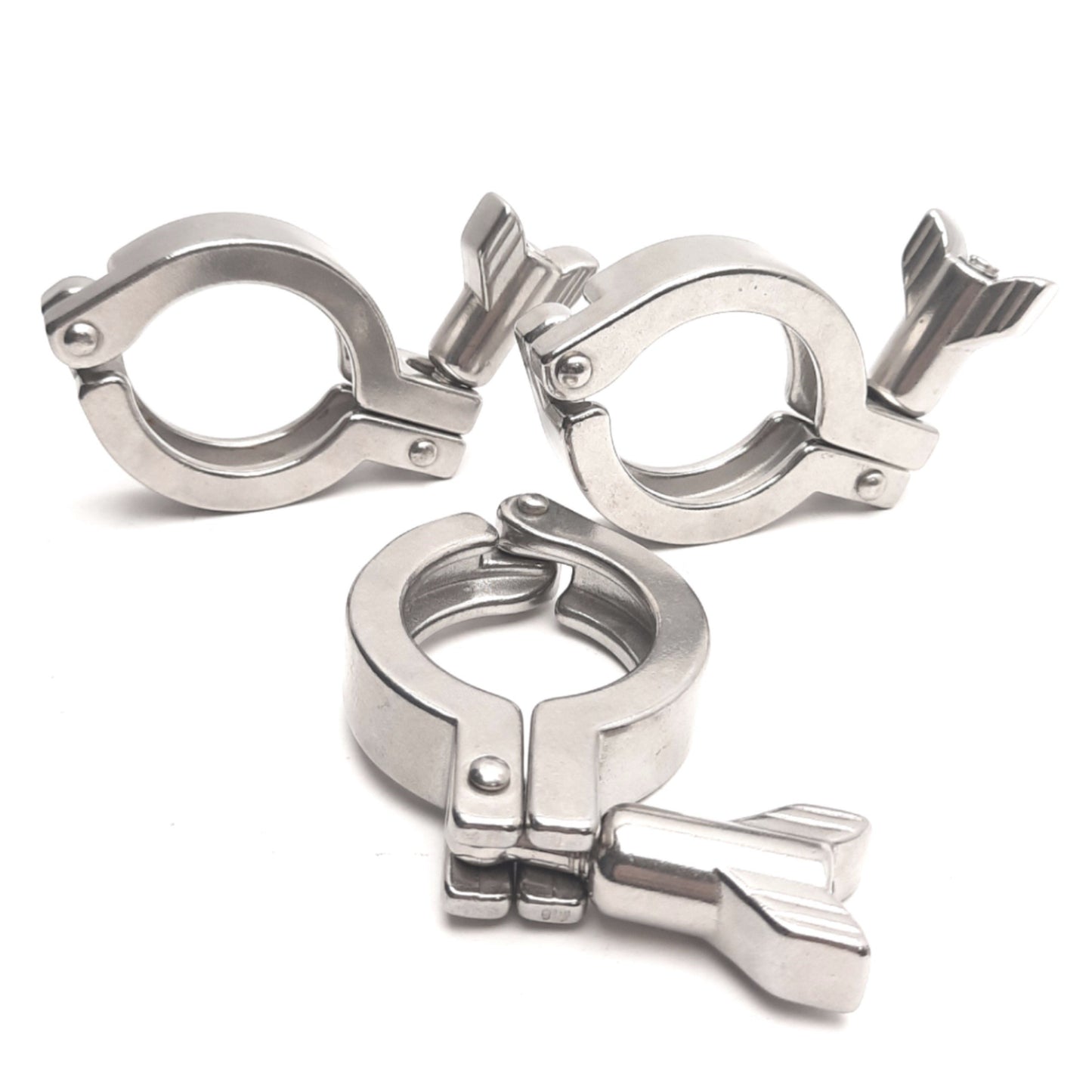 Used Lot of 3 VNE 13MHHM Heavy Duty Sanitary Clamp Fittings, 1-1/2in Tube Size OD