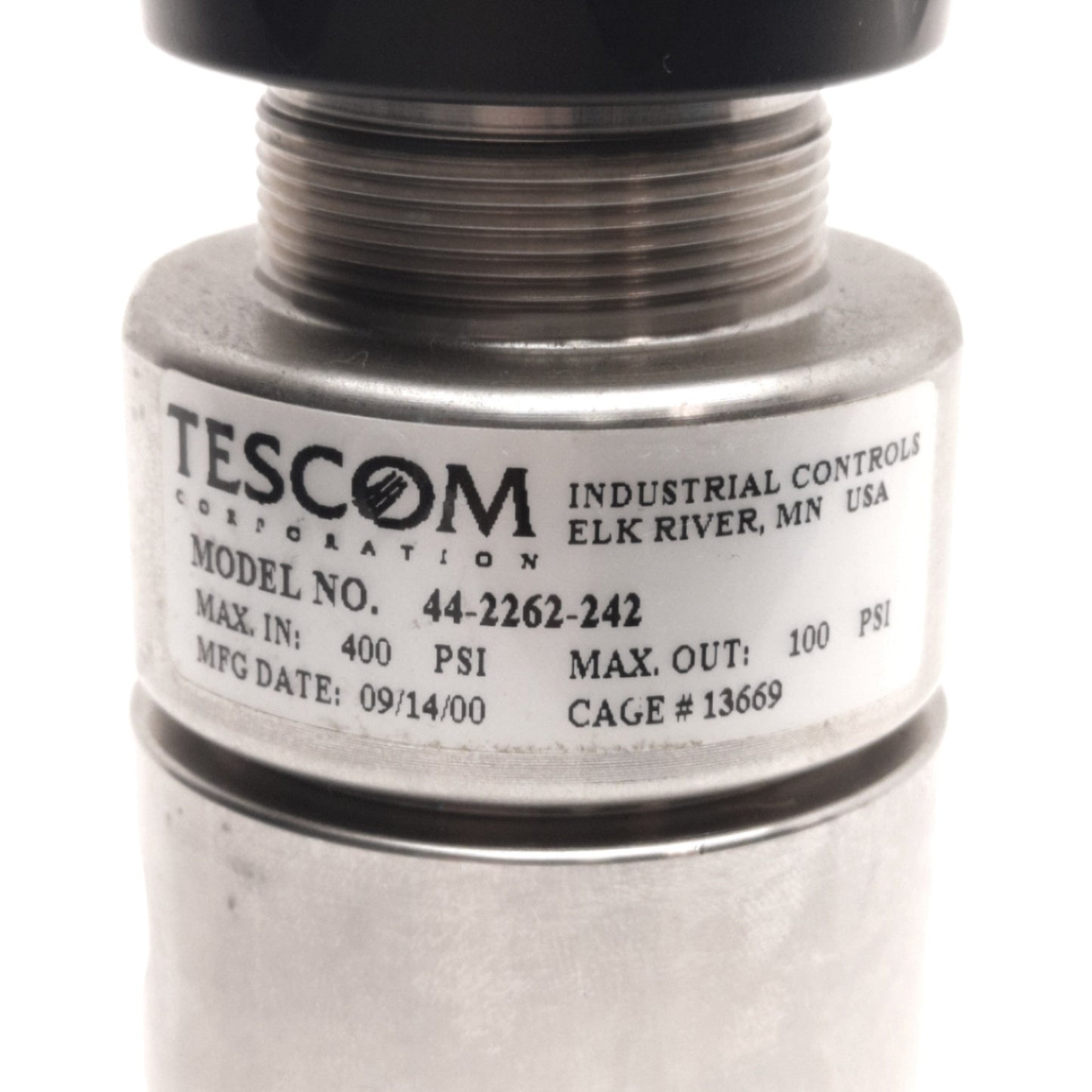 Used Tescom 44-2262-242 Regulator, Output 100psi Max, 1/4" NPT *No Top Plate*