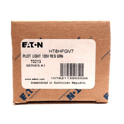 New Eaton HT8HFGV7 HT800 Green Pilot Light, ø30.5mm, Watertight/Oiltight, 120VAC/DC