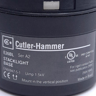 Used Eaton Cutler Hammer E26BL Stack Light Base Module, 12-240VAC/DC Supply