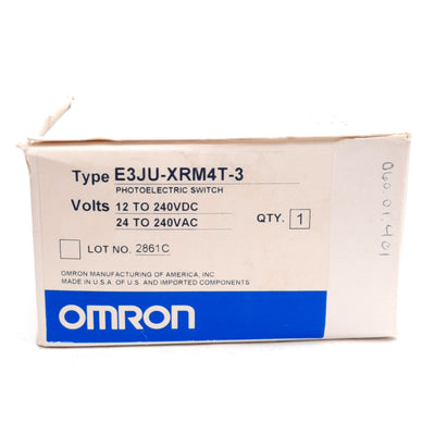 New Omron E3JU-XRM4T-3 Photoelectric Switch SPDT Relay 24-240VAC/12-240VDC 5-Wire 3m