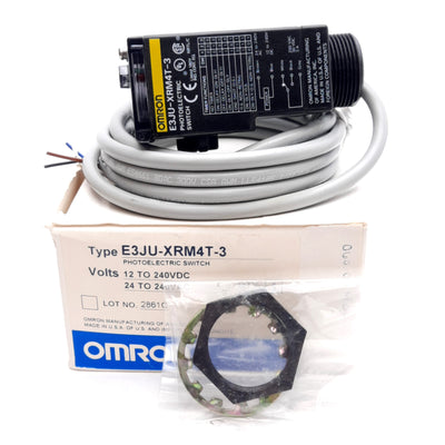 New Omron E3JU-XRM4T-3 Photoelectric Switch SPDT Relay 24-240VAC/12-240VDC 5-Wire 3m