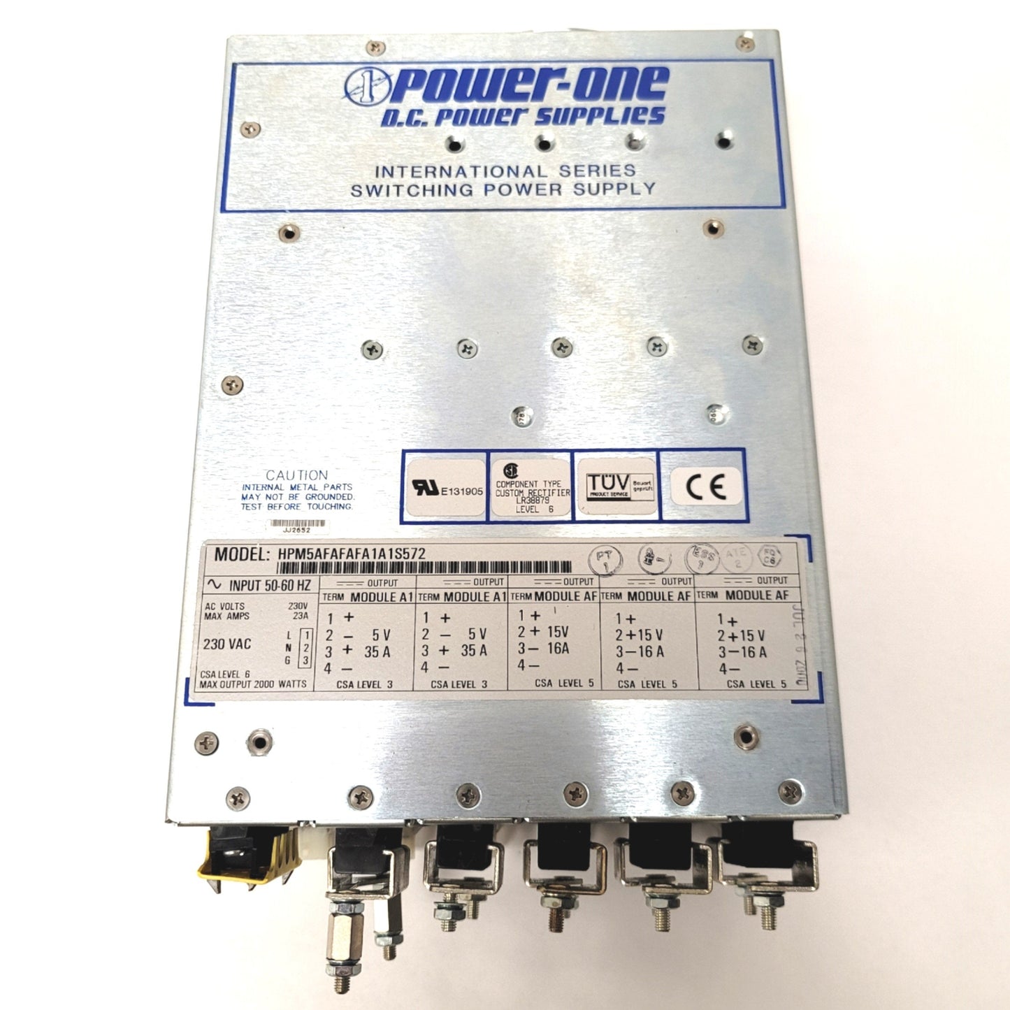 Used Power One HPM5AFAFAFA1A1S572 Modular Power Supply 2000W 5VDC 35A, 15VDC 16A