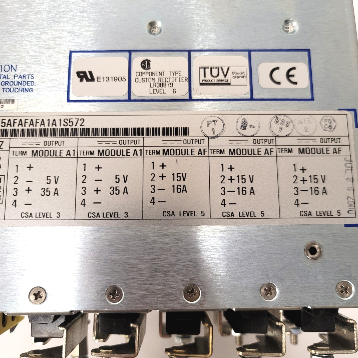 Used Power One HPM5AFAFAFA1A1S572 Modular Power Supply 2000W 5VDC 35A, 15VDC 16A