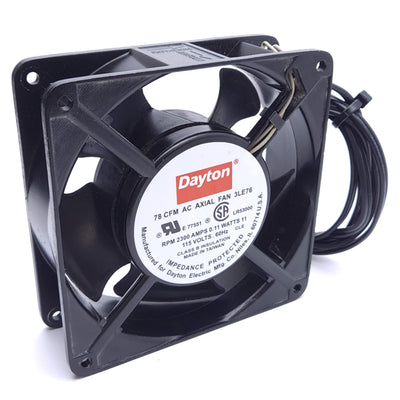 Used Dayton 3LE76 AC Axial Fan, 78 CFM, 2300 RPM, 115VAC, 4-11/16in x 4-11/16in