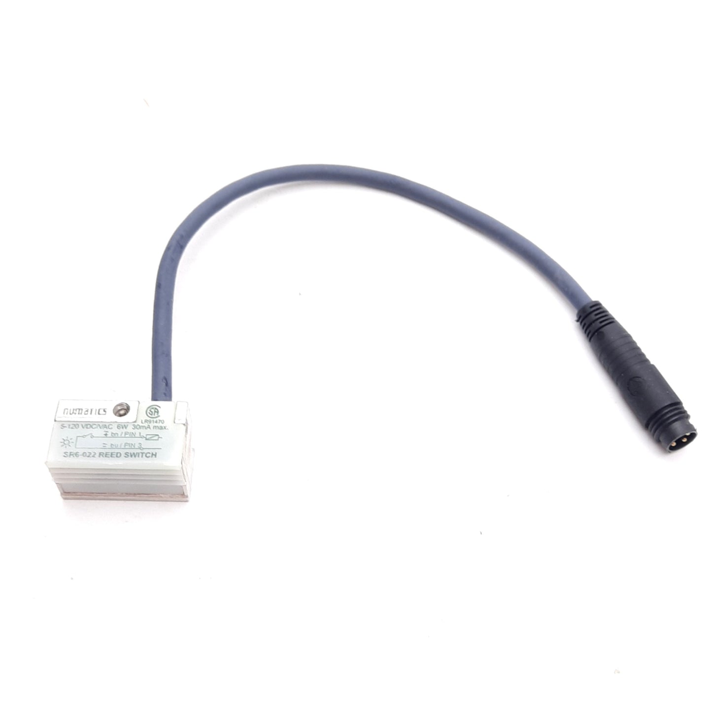 Used Numatics SR6-022 Reed Switch, Normally Open 5-125VAC/DC, M8 3-Pin Male