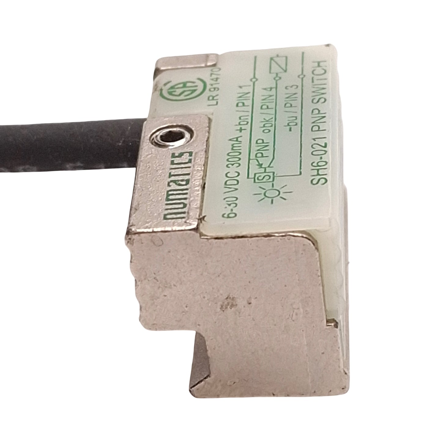 Used Numatics SH6-021 Reed Switch, Normally Open PNP, 6-30VDC, M8 3-Pin Male