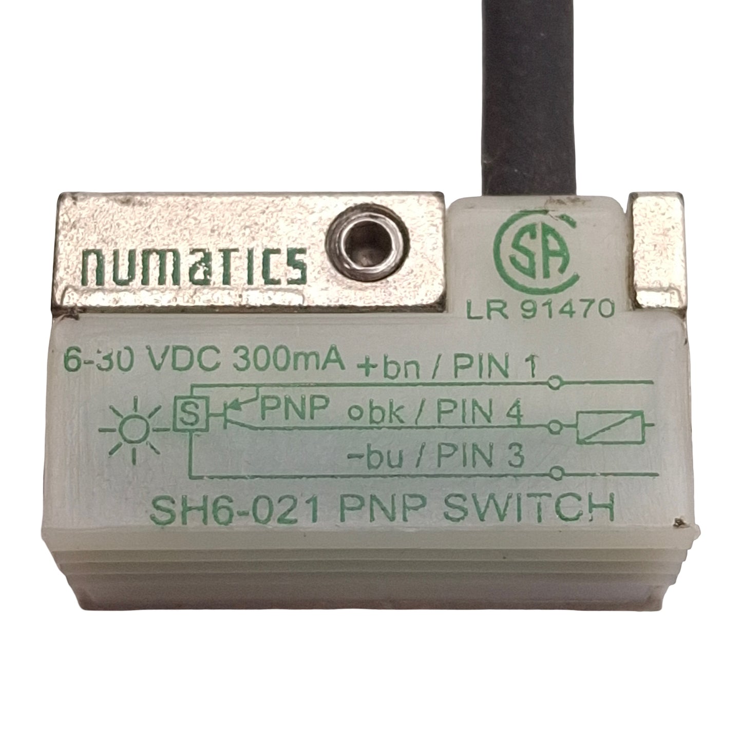Used Numatics SH6-021 Reed Switch, Normally Open PNP, 6-30VDC, M8 3-Pin Male