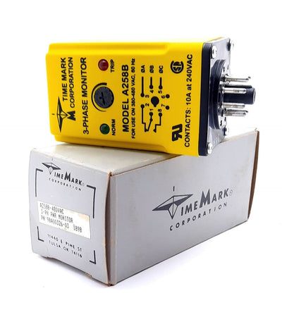 New Time Mark Corp A258B Phase Monitoring Relay 380-480VAC, 10A, SPDT, 240VAC 8 Pin