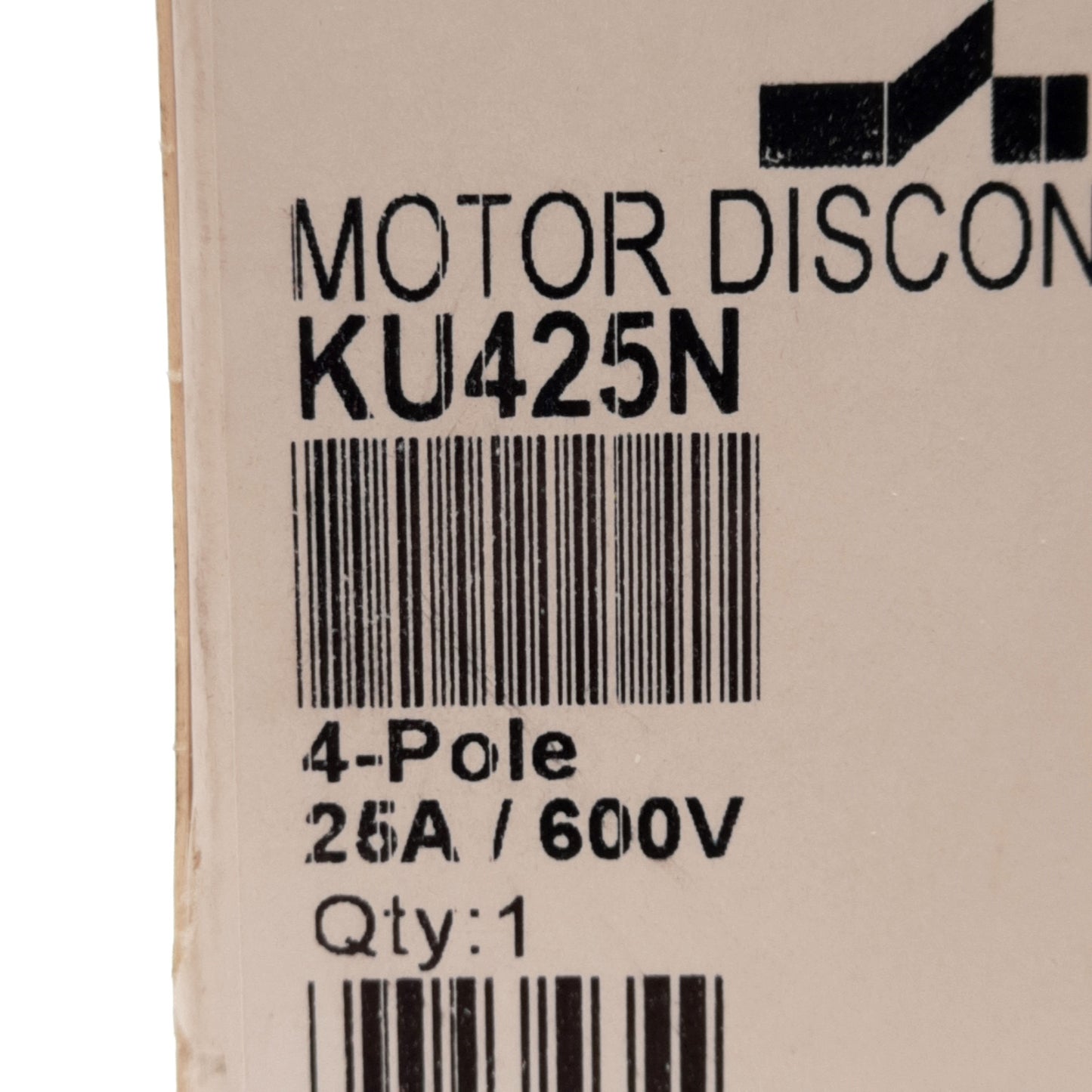 New – Open box Katko KU425N Motor Disconnect Switch, 4-Pole, 25A 600VAC, 16lb-in, DIN Rail