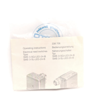 New Festo 150853 SME-3-SL-LED-24-B Proximity Sensor 12-27VAC/DC PNP Output, M8 3-Pin