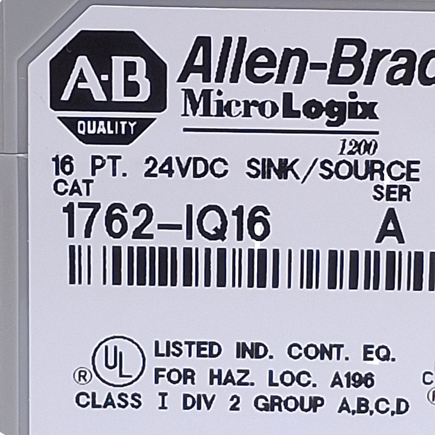 Used Allen Bradley 1762-IQ16 Ser A MicroLogix Digital Input Module 16-Point, 24VDC