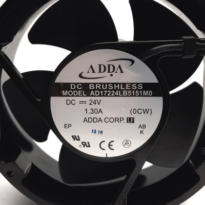 Used ADDA AD17224LB5151M0 Brushless DC Fan 24VDC 1.30A, 172x150x50mm, 286CFM