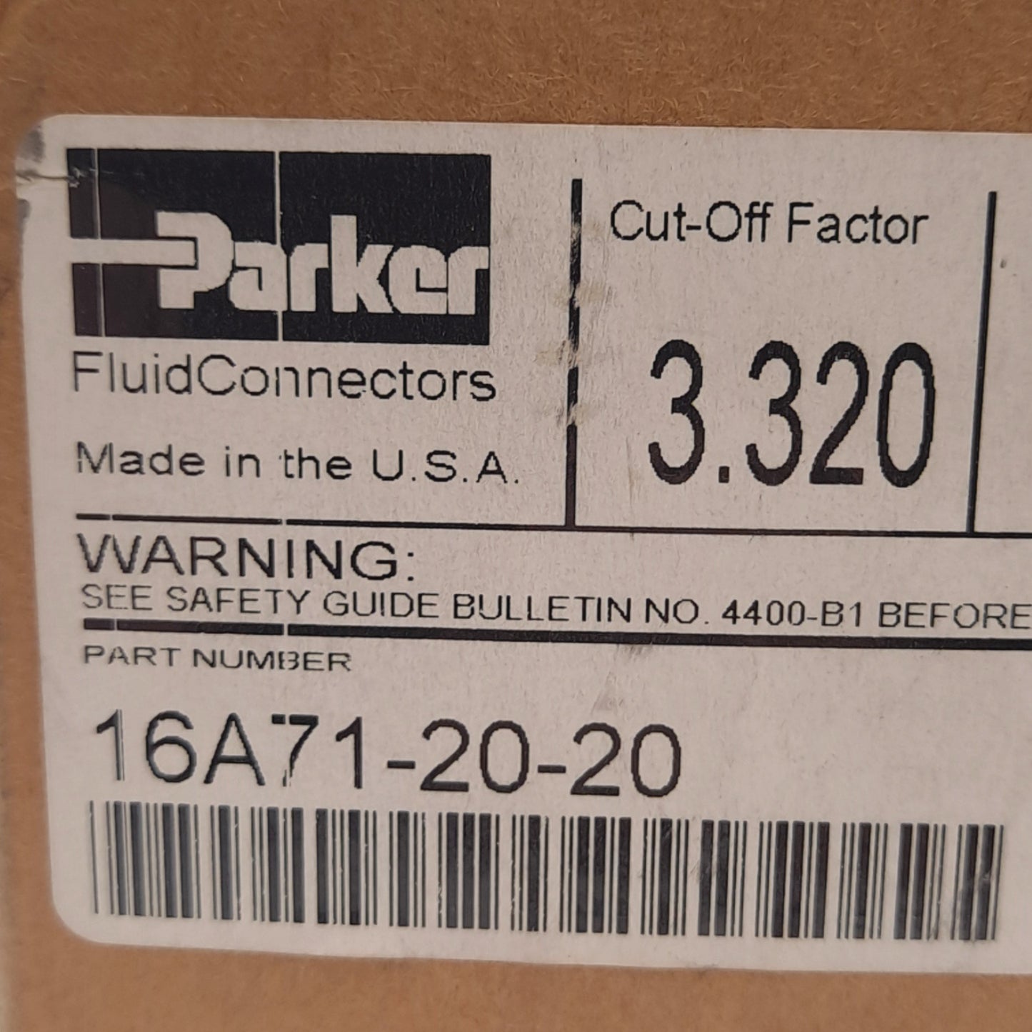 New – Open box Parker 16A71-20-20 Crimp Style Hydraulic Hose Fitting, ø1.25in Hose ID