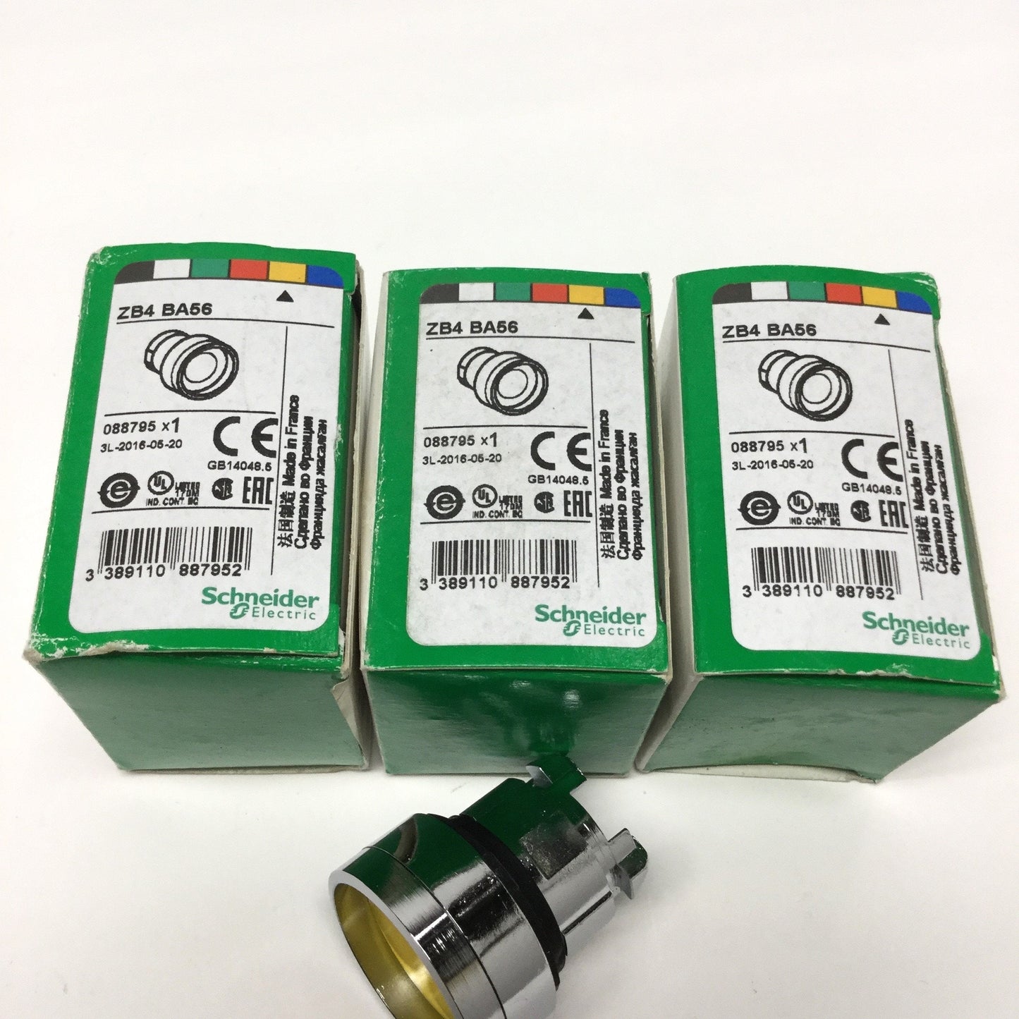New Lot of 3 Schneider ZB4 BA56 Guarded Yellow Operator Head for Push Button Switch