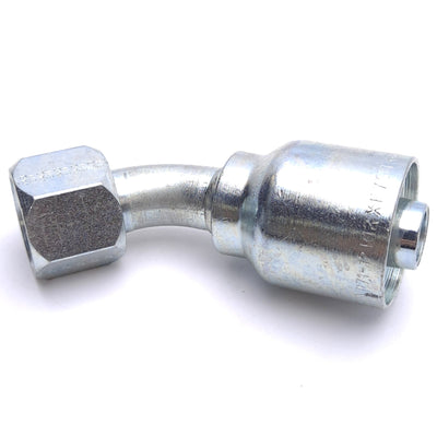 New – Open box Parker 13771-12-12 Crimp Style Hydraulic Hose Fitting, 37° JIC Female, 45° Elbow