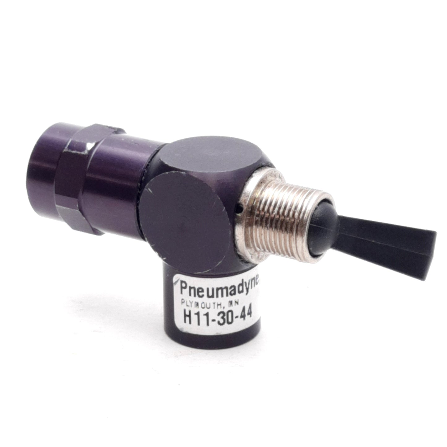 Used Pneumadyne H11-30-44 Toggle Valve, 3-Way, 22.1CFM @ 75PSI, 1/8in NPT, 125PSI Max