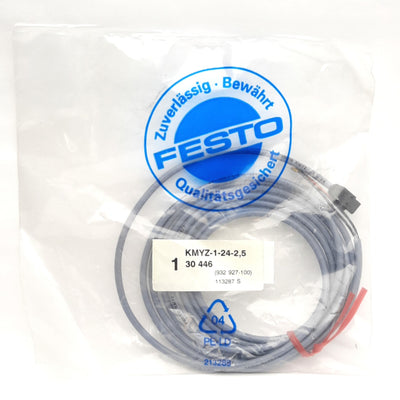 New Festo 30446 KMYZ-1-24-2,5 Plug Socket w/ Cable, 24VDC, 2.5m, For Solenoid Valves