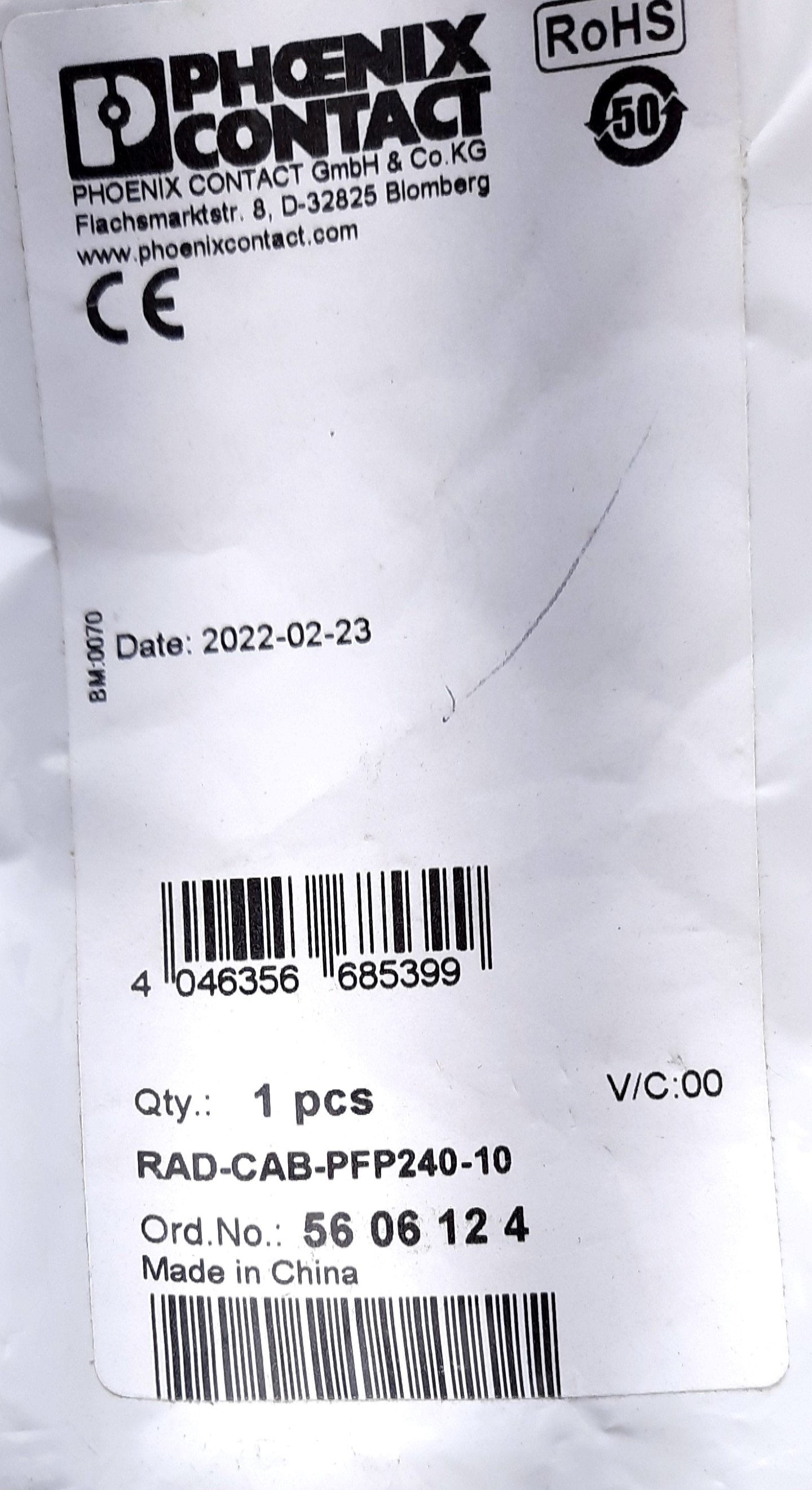 New Phoenix Contact RAD-CAB-PFP240-10 ANTENNA CABLE 10ft 50OHM LMR 240